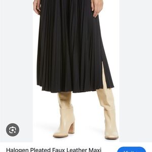 Halogen faux leather midi skirt